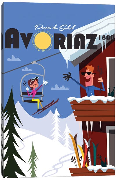 Avoriaz 1800 Canvas Art Print - Skiing Art
