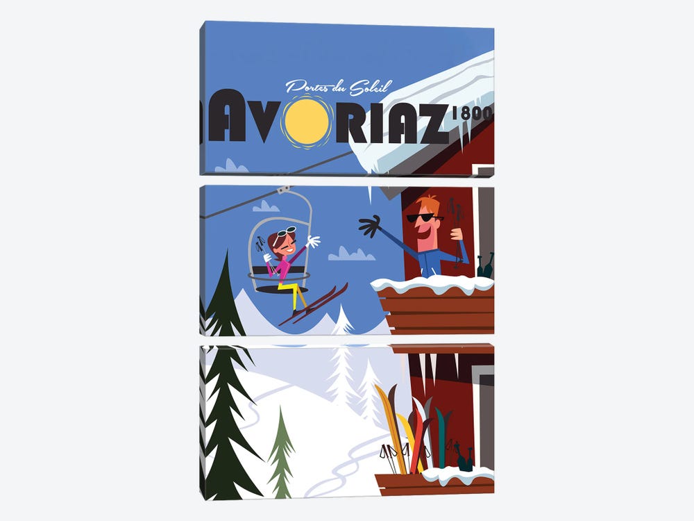 Avoriaz 1800 by Gary Godel 3-piece Canvas Art