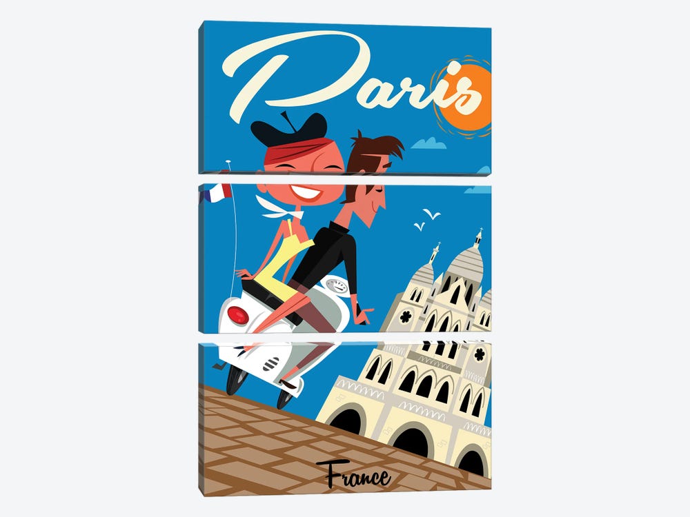 Paris Sacre Coeur by Gary Godel 3-piece Canvas Art Print