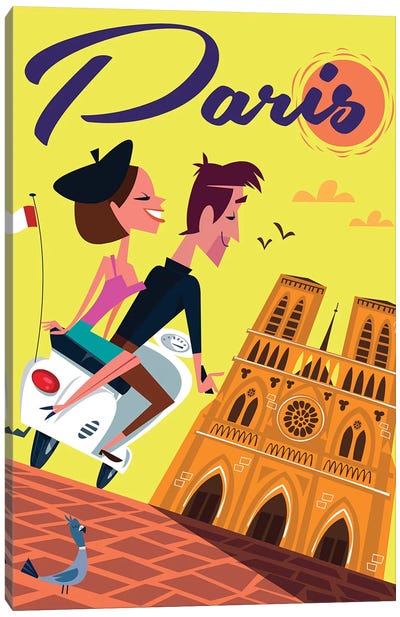 Paris Notre Dame Canvas Art Print - Paris Typography