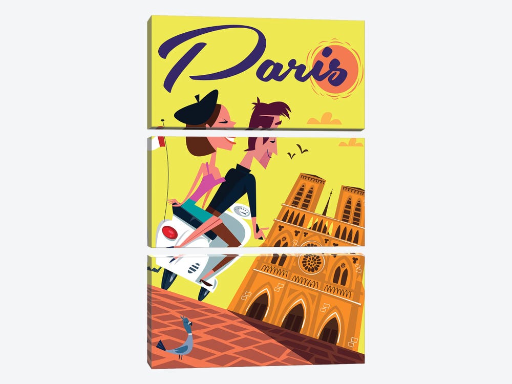 Paris Notre Dame by Gary Godel 3-piece Canvas Wall Art