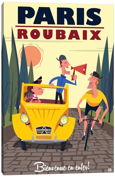 Paris-Roubaix Canvas Art Print - Paris Typography
