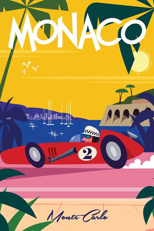 Monaco Retro Racer by Gary Godel wall art