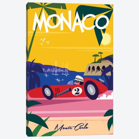 Monaco Retro Racer Canvas Print #GGD96} by Gary Godel Canvas Artwork