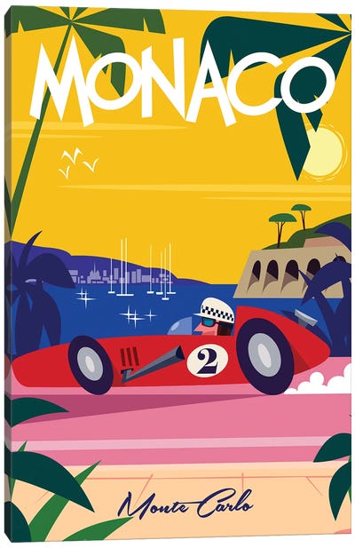 Monaco Retro Racer Canvas Art Print - Gary Godel
