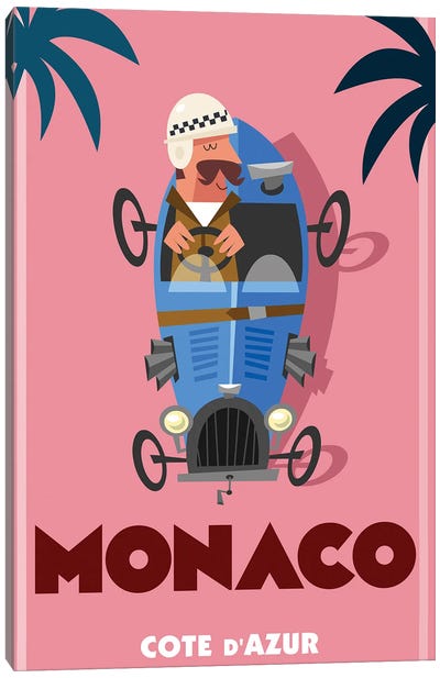 Monaco Vintage Racer Canvas Art Print - Monaco