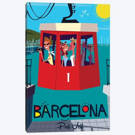 Barcelona Port Vell Canvas Print #GGD9} by Gary Godel Art Print