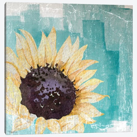 Sunflower Teal Canvas Print #GGL35} by Gigi Louise Canvas Artwork