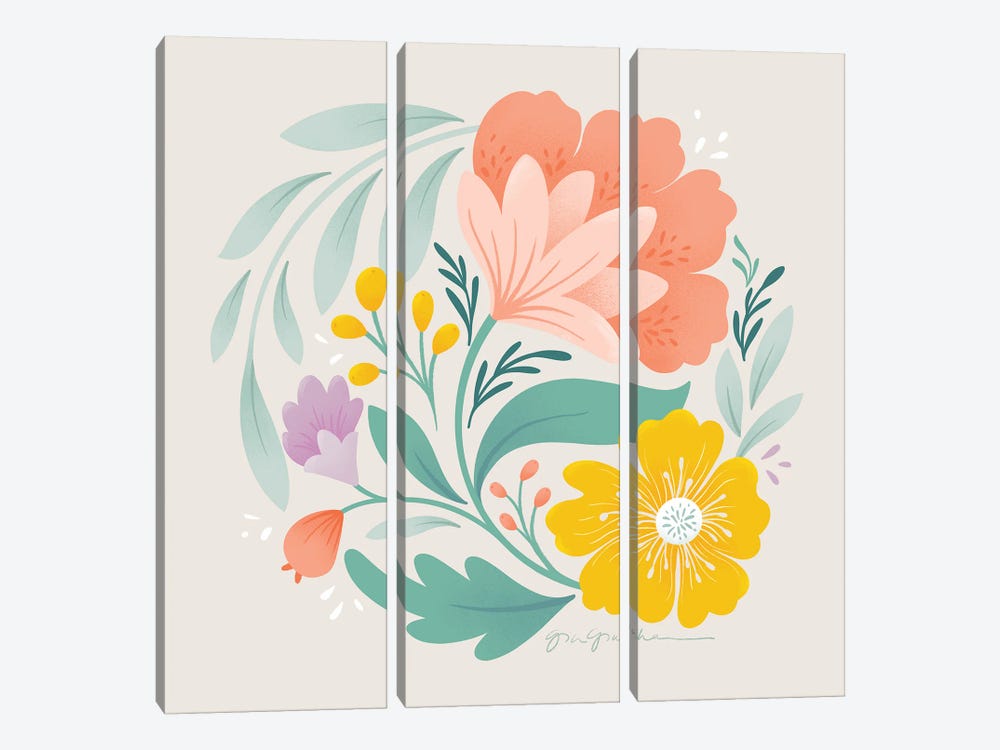 Floral Study I by Gia Graham 3-piece Canvas Print