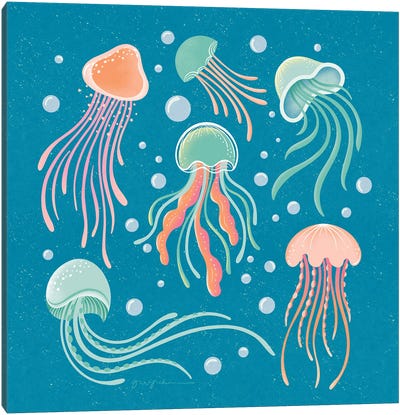 Under the Sea IV Canvas Art Print - Jellyfish Art