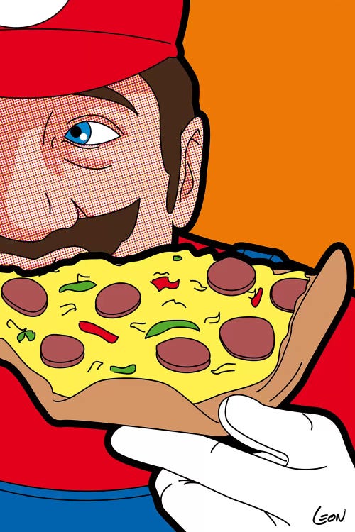 Mario-pizza by Grégoire "Léon" Guillemin wall art