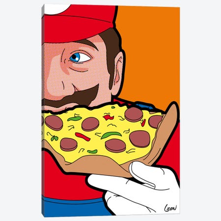 Mario-pizza Canvas Print #GGN58} by Grégoire "Léon" Guillemin Canvas Art Print