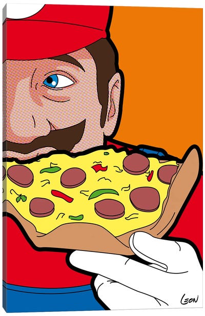 Mario-pizza Canvas Art Print - Witty Humor Art