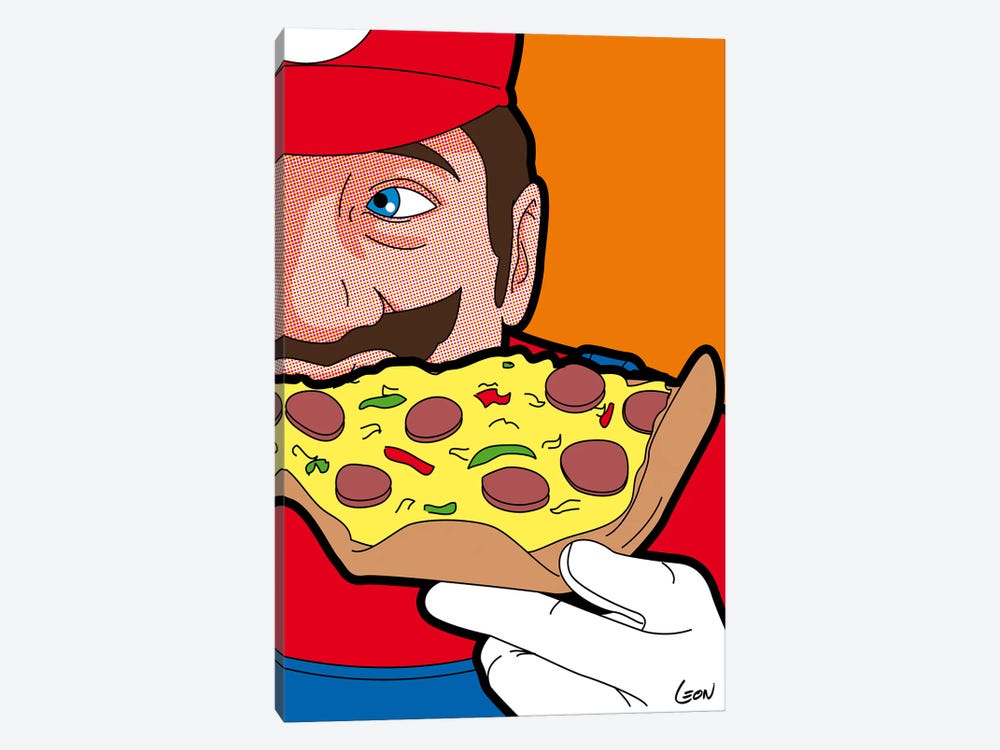 Mario-pizza by Grégoire "Léon" Guillemin 1-piece Canvas Print