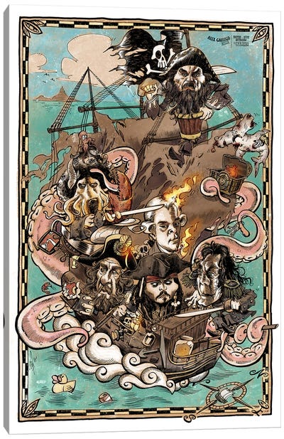Pirates Of The Caribbean Saga Canvas Art Print - Alex Gallego