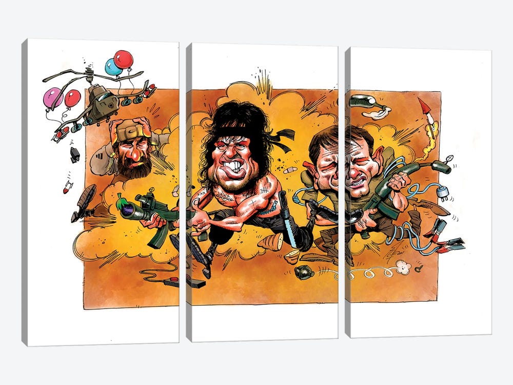 Rambo 3 by Alex Gallego 3-piece Canvas Print