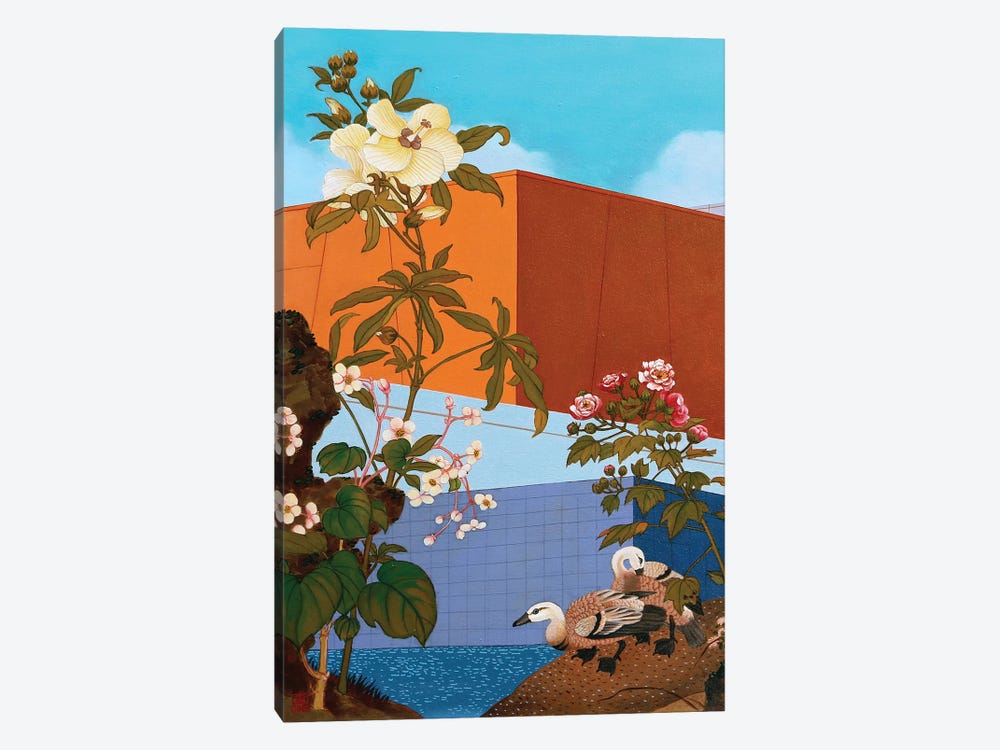 Flower And Bird I by Guigen Zha 1-piece Canvas Art Print