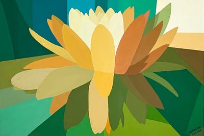 Water Lily by Guigen Zha framed canvas print