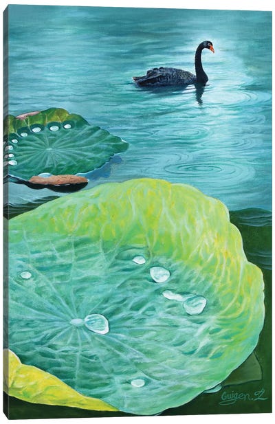 In The Rain Canvas Art Print - Turquoise Art