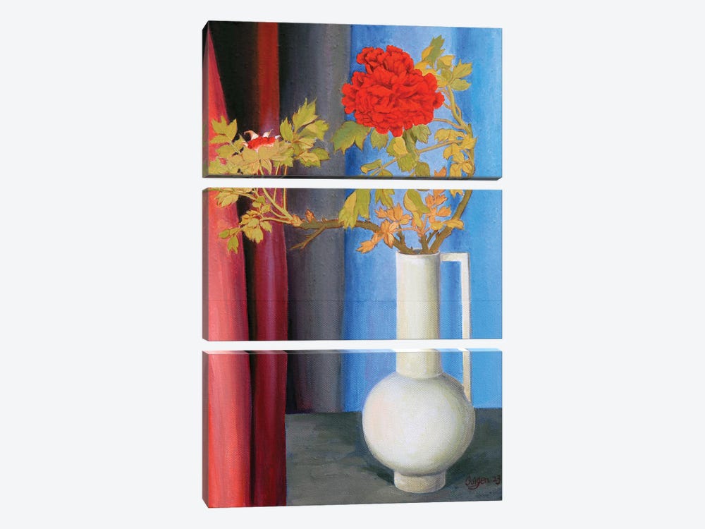 Red Peonies by Guigen Zha 3-piece Art Print
