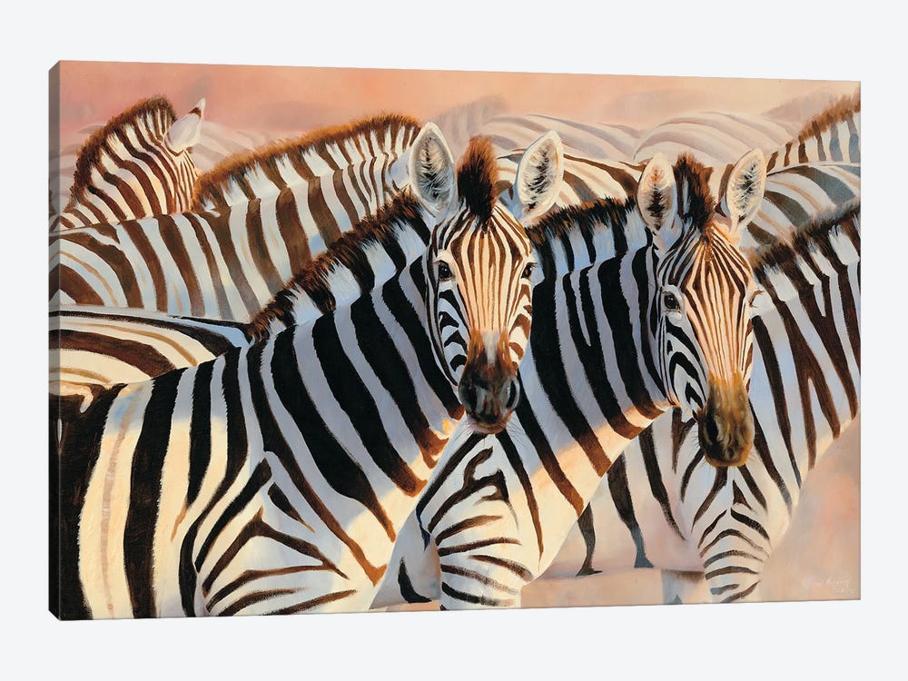 The Glowing Dust Zebras by Grant Hacking 1-piece Canvas Art