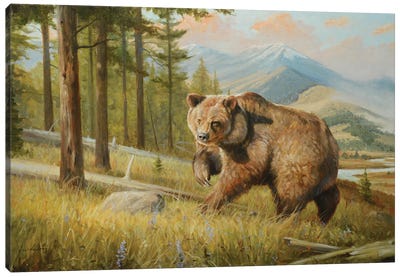 Big Paw Canvas Art Print - Grizzly Bear Art