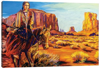 Traveling Across Monument Valley Canvas Art Print - Horseback Art
