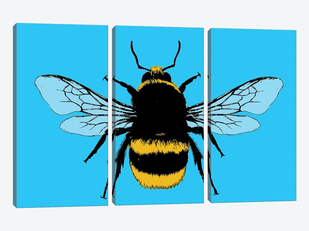 Bee Mine - Blue by Gary Hogben 3-piece Canvas Wall Art