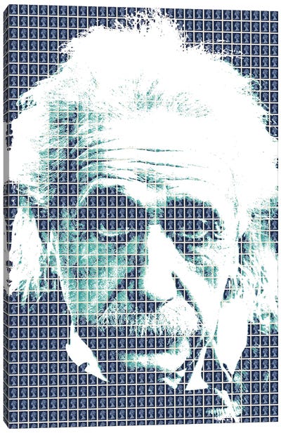 Einstein Blue Canvas Art Print - Inventor & Scientist Art