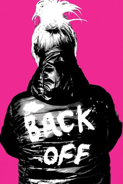 Back Off - Pink by Gary Hogben metal wall art