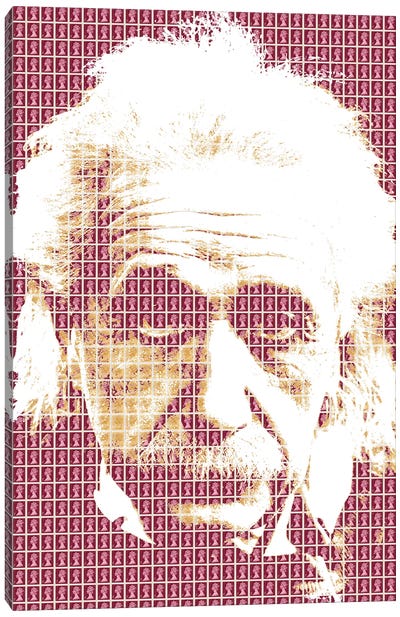 Einstein Maroon Canvas Art Print - Albert Einstein