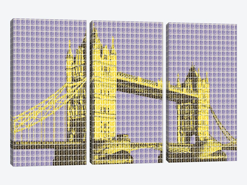 Tower Bridge - Violet by Gary Hogben 3-piece Canvas Wall Art