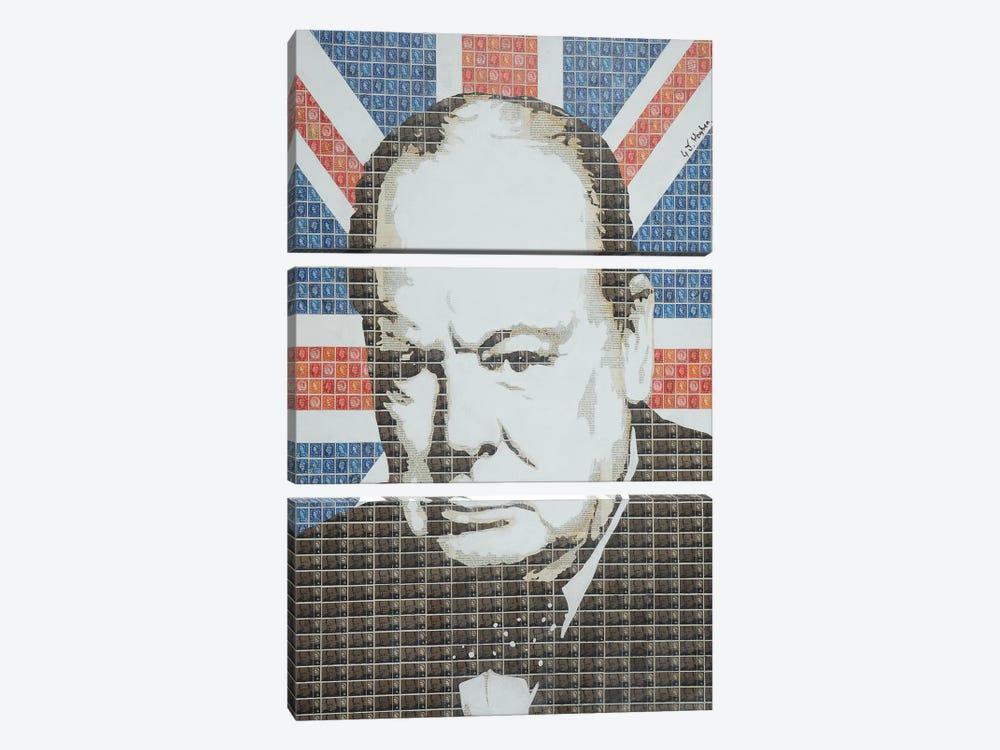 Churchill - Union Jack by Gary Hogben 3-piece Canvas Wall Art