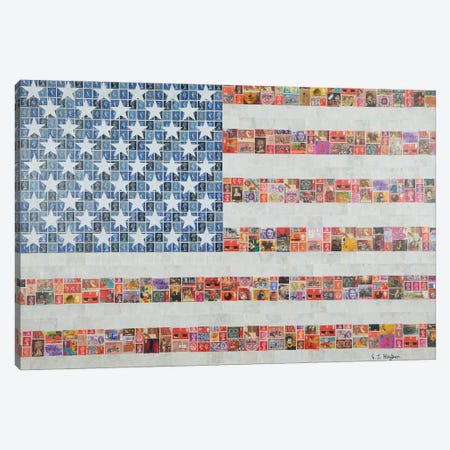 Stamps And Stripes Canvas Print #GHO159} by Gary Hogben Canvas Wall Art