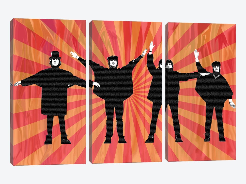 Beatles Help II Red by Gary Hogben 3-piece Canvas Wall Art