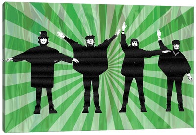 Beatles Help II Green Canvas Art Print - The Beatles