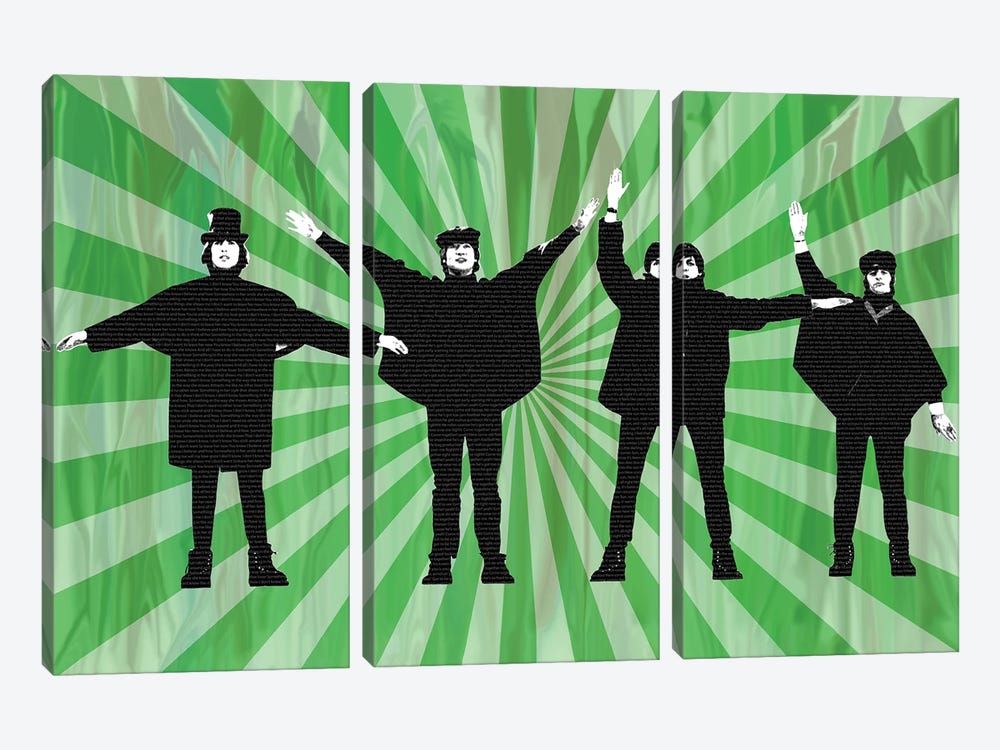 Beatles Help II Green by Gary Hogben 3-piece Canvas Print