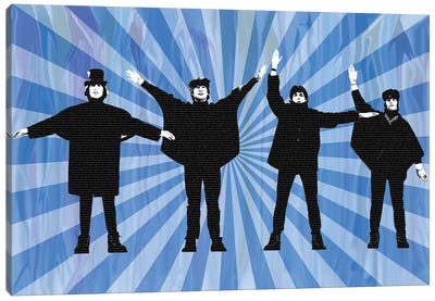 Beatles Help II Blue Canvas Art Print - The Beatles