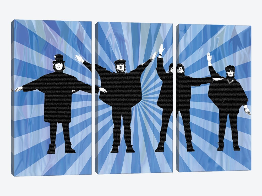 Beatles Help II Blue by Gary Hogben 3-piece Canvas Artwork