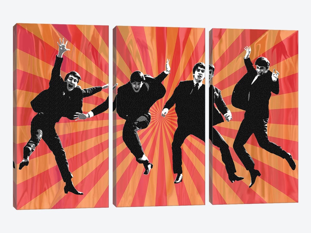 Beatles Jump II Red by Gary Hogben 3-piece Canvas Wall Art