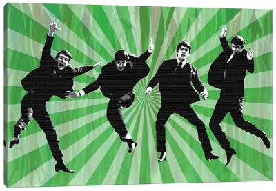 Beatles Jump II Green Canvas Art Print - The Beatles