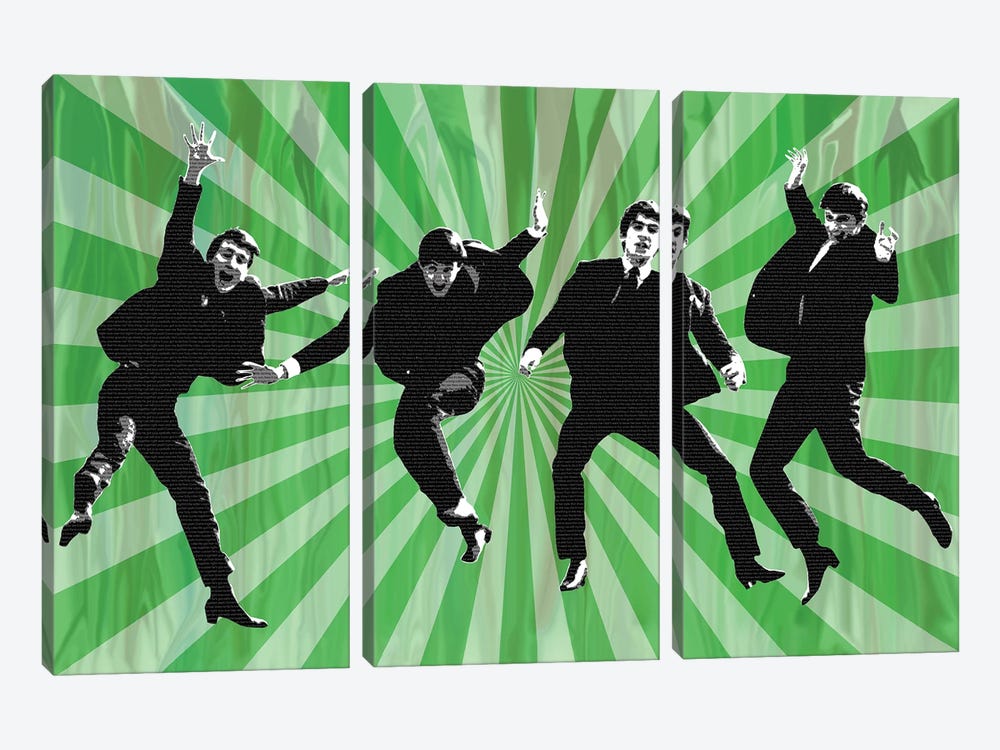 Beatles Jump II Green by Gary Hogben 3-piece Canvas Art Print