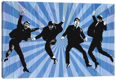 Beatles Jump II Blue Canvas Art Print - The Beatles