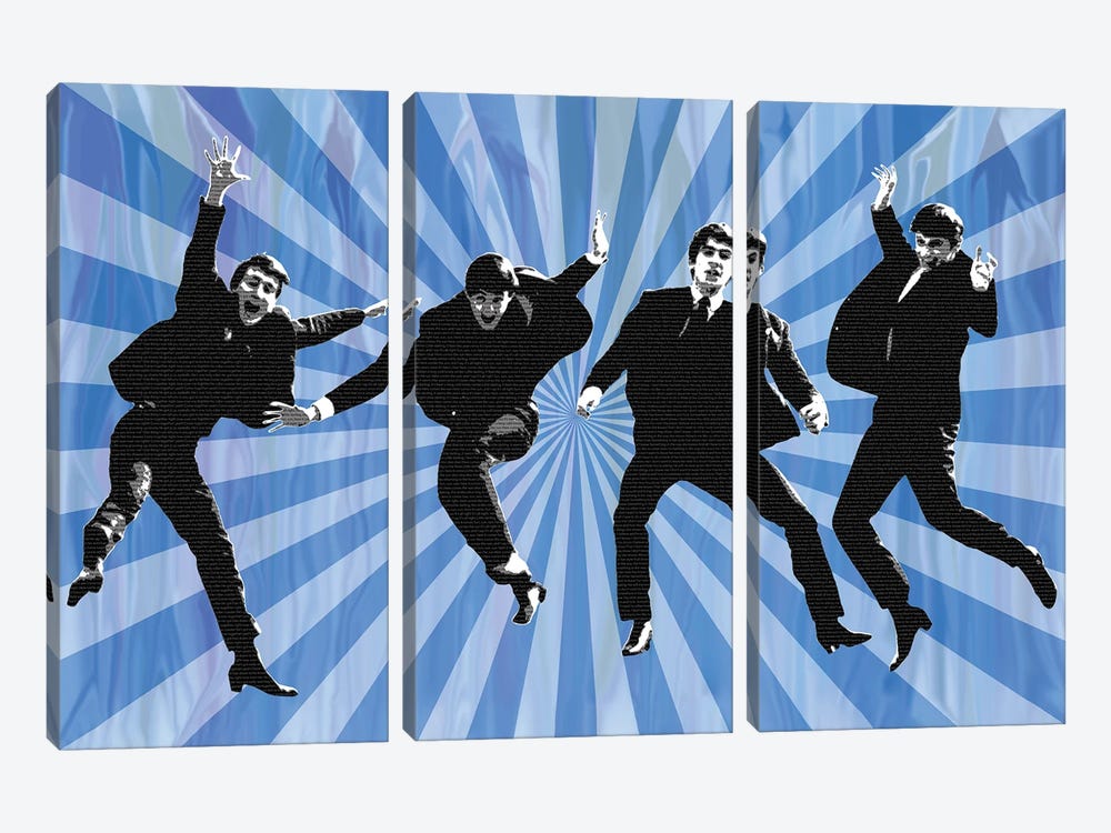 Beatles Jump II Blue by Gary Hogben 3-piece Canvas Art
