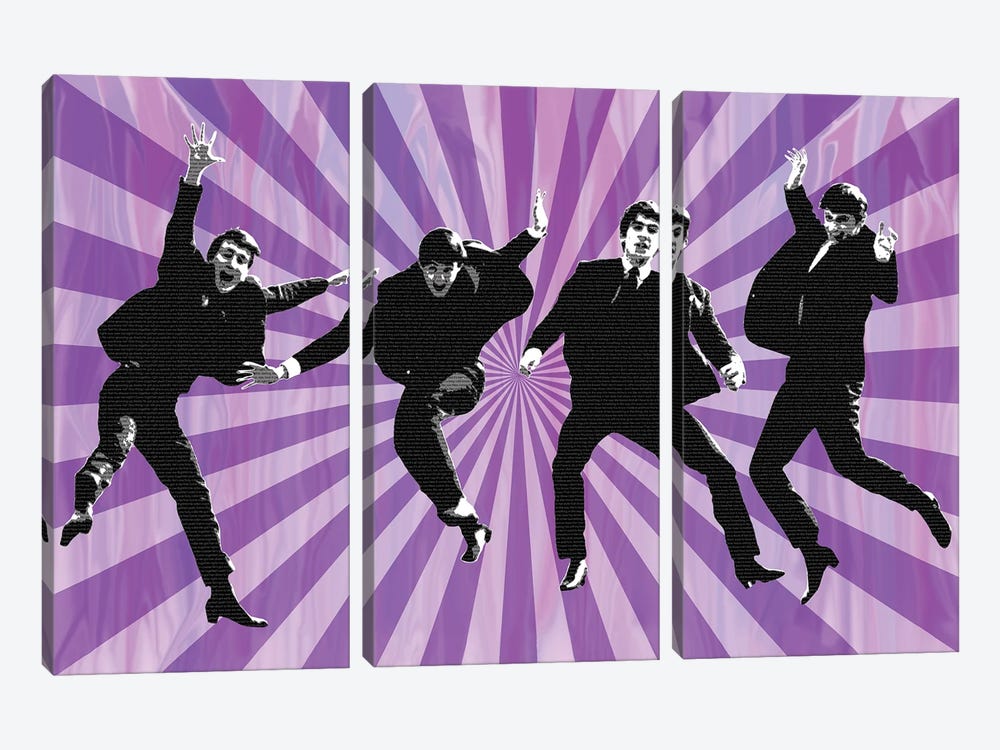 Beatles Jump II Purple by Gary Hogben 3-piece Canvas Art Print