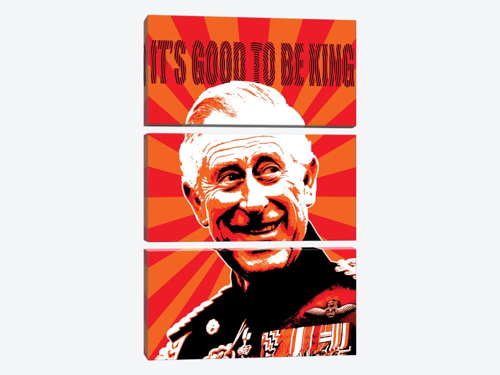 It's Good To Be King - Red by Gary Hogben 3-piece Canvas Art Print