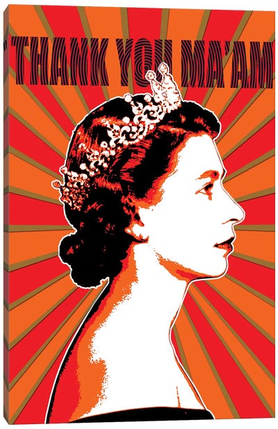 Thank You Ma'am - Red Canvas Art Print - Queen Elizabeth II