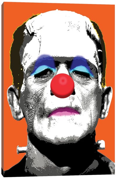 Frankie Boo - Orange Canvas Art Print - Clown Art