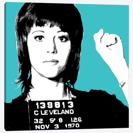 Jane Fonda Mug Shot - Blue Canvas Print #GHO38} by Gary Hogben Canvas Wall Art