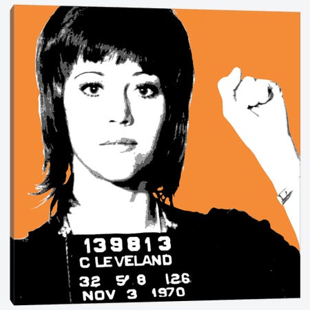 Jane Fonda Mug Shot - Orange Canvas Print #GHO39} by Gary Hogben Canvas Art